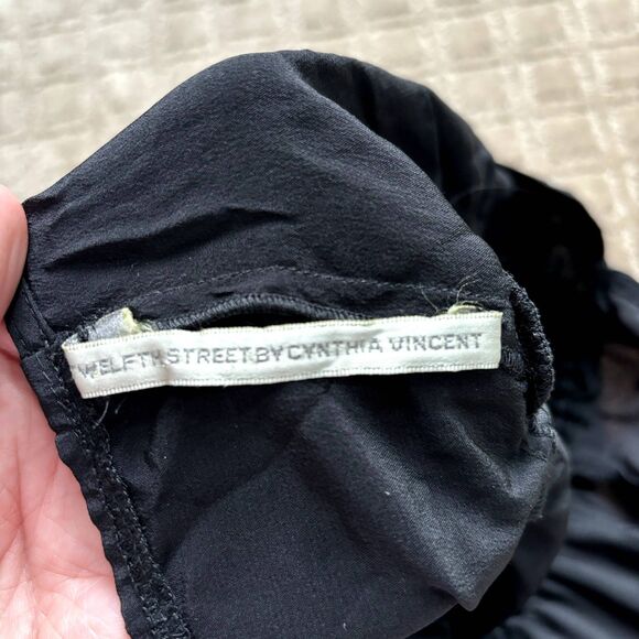 Twelfth Cynthia Vincent Silk Babydoll Tank Shirt Womens S Black Empire Waist Y2K - Picture 3 of 10